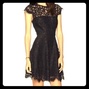 Black lace cocktail dress with keyhole back